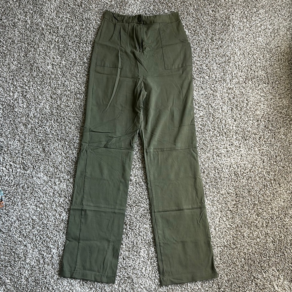 Stylish Olive Green High-Waisted Pants